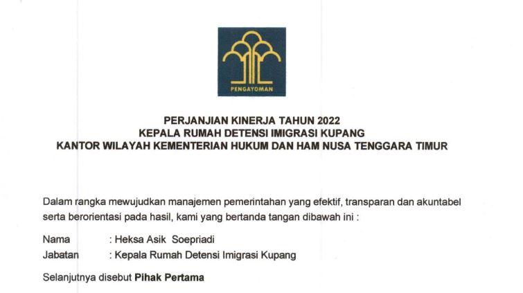 perjanjian kinerja rudenim kupang tahun 2022